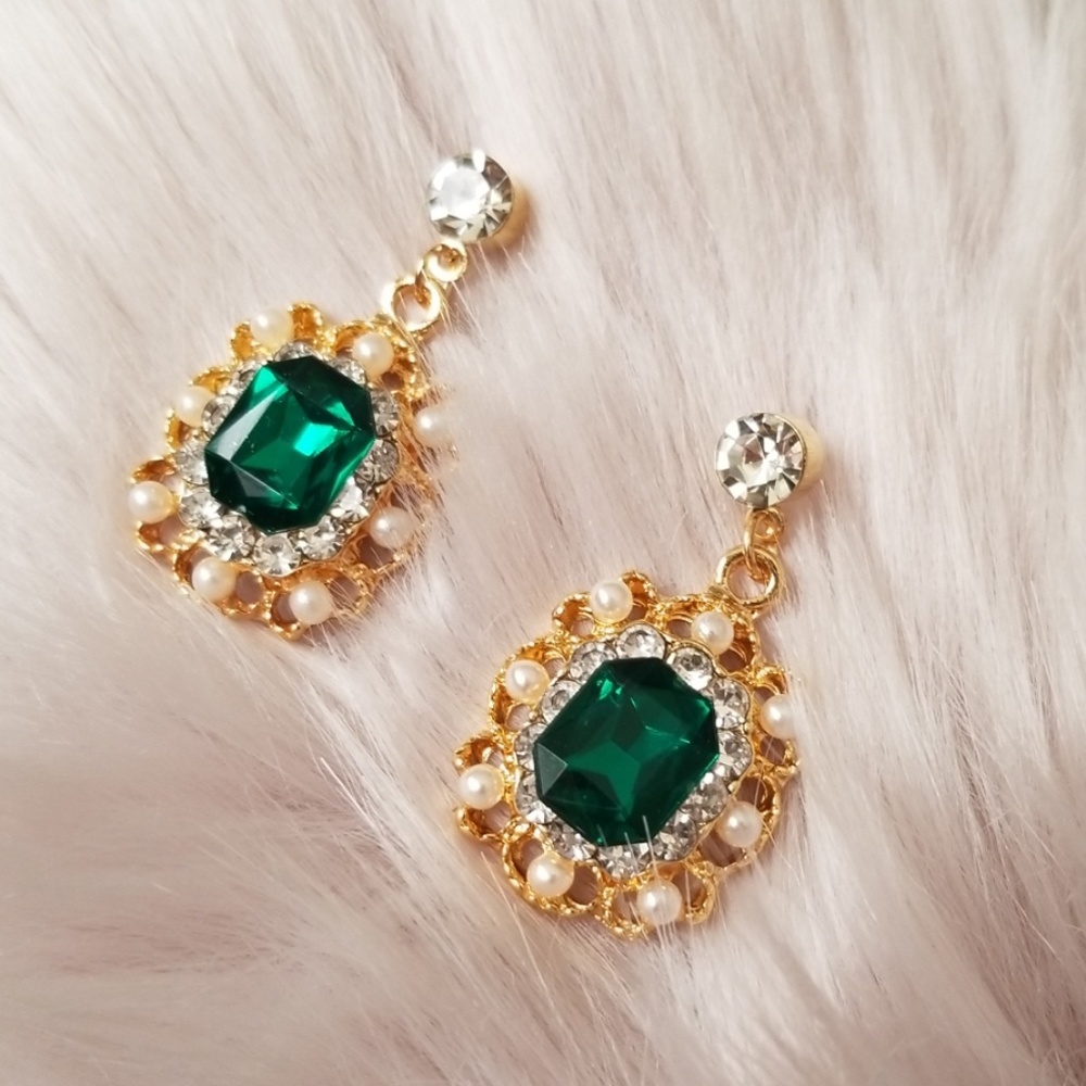 💎Pearl crystal square earrings - Picture 2 of 2